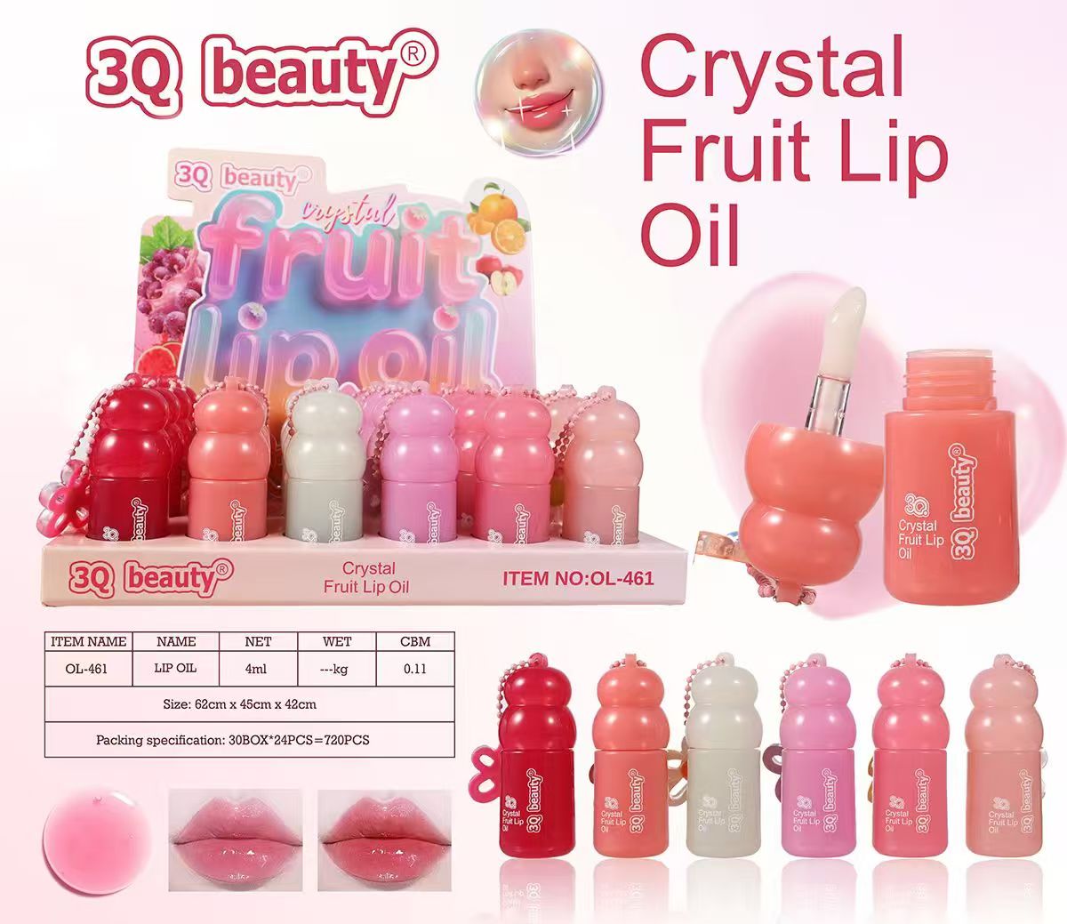 3Q Beauty Crystal Fruit Lip Oil Kit